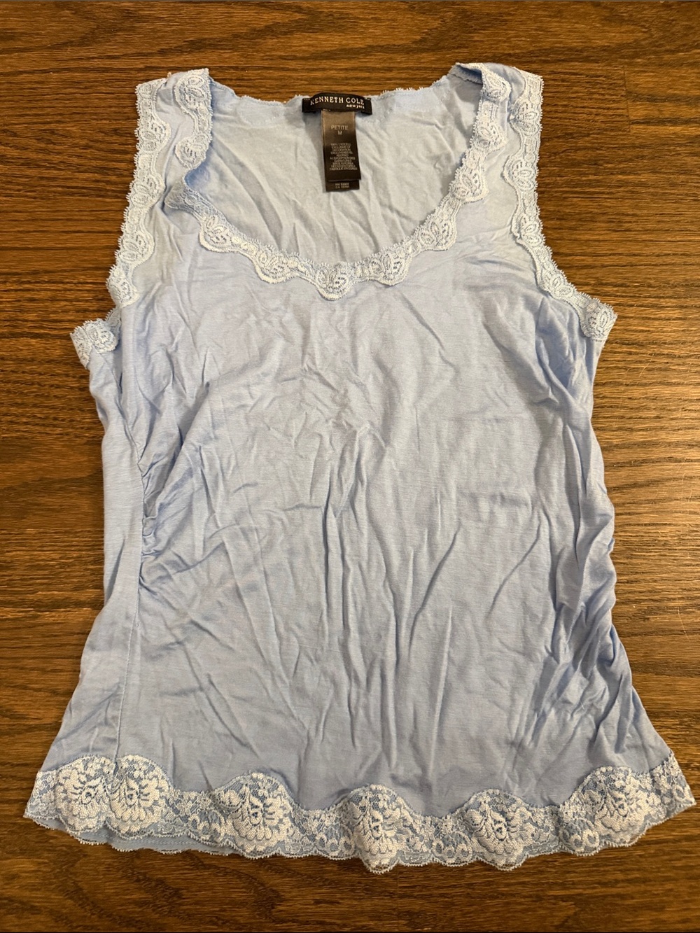 Kenneth Cole Pale Blue Lace-Trim Camisole